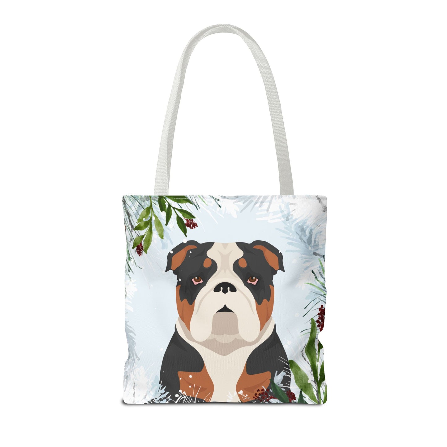 Bulldog Dog Christmas Holiday Tote Bag 16x16