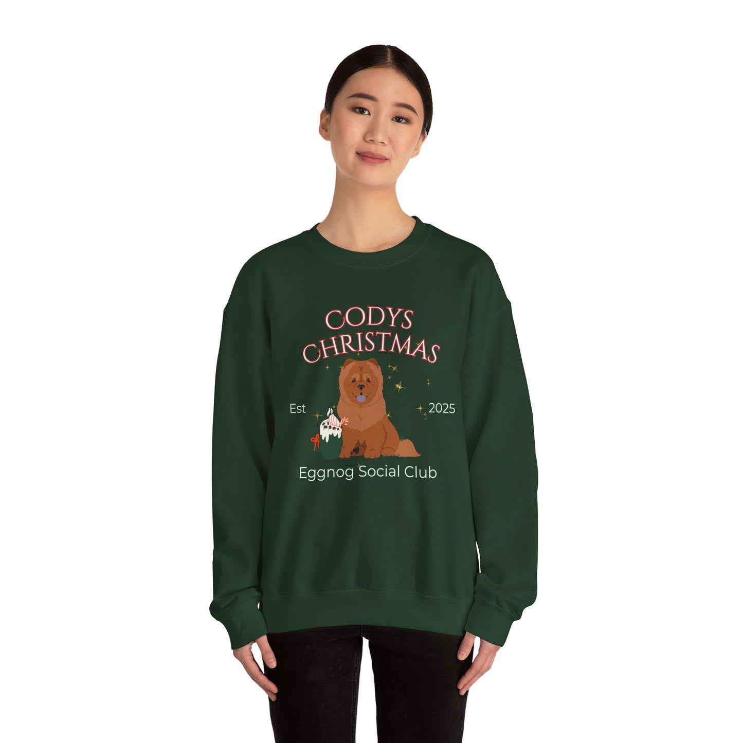 Chow Chow Dog Christmas Social Club Unisex Heavy Blend Crewneck Sweatshirt Custom Name