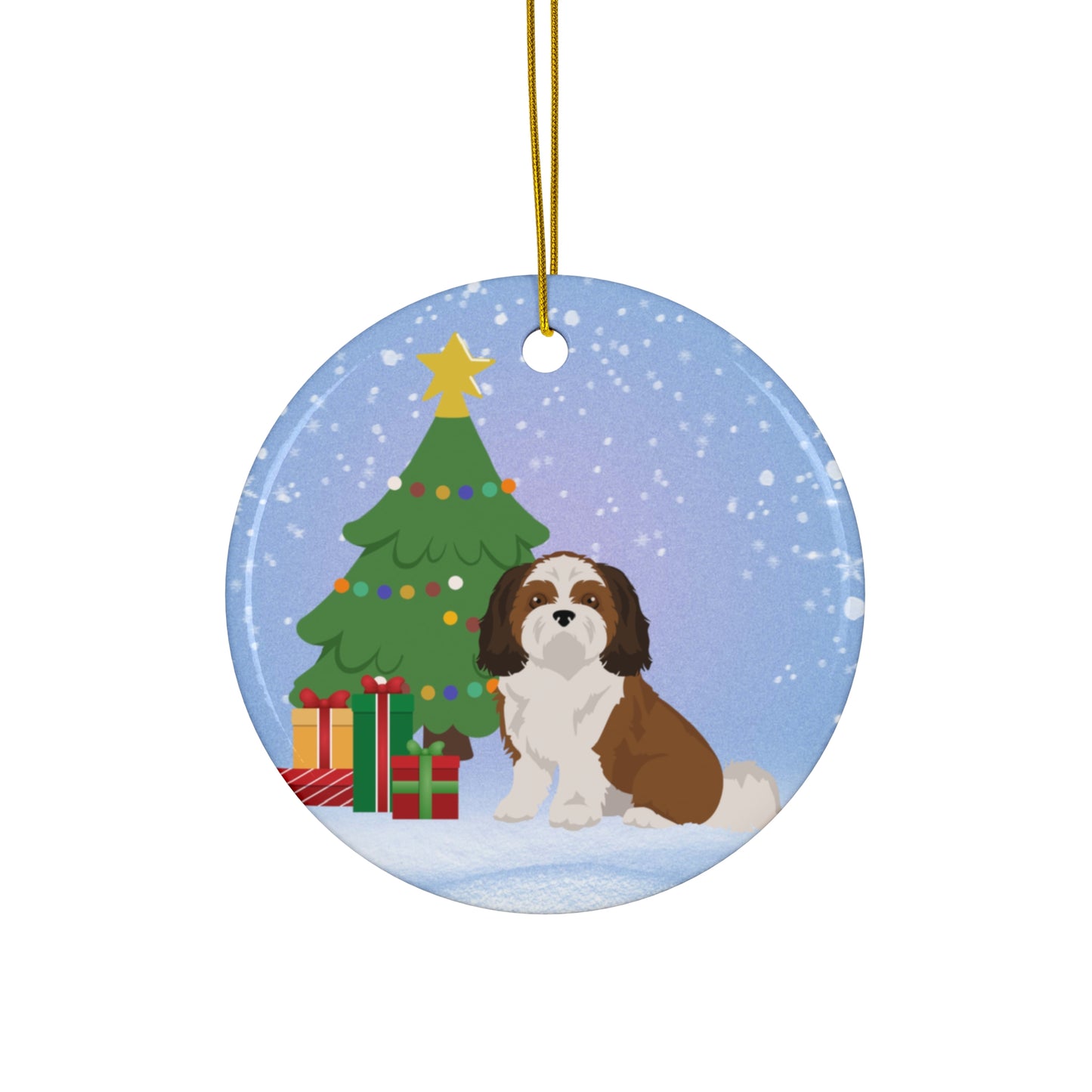 Shih Tzu Dog Christmas Ceramic Ornament