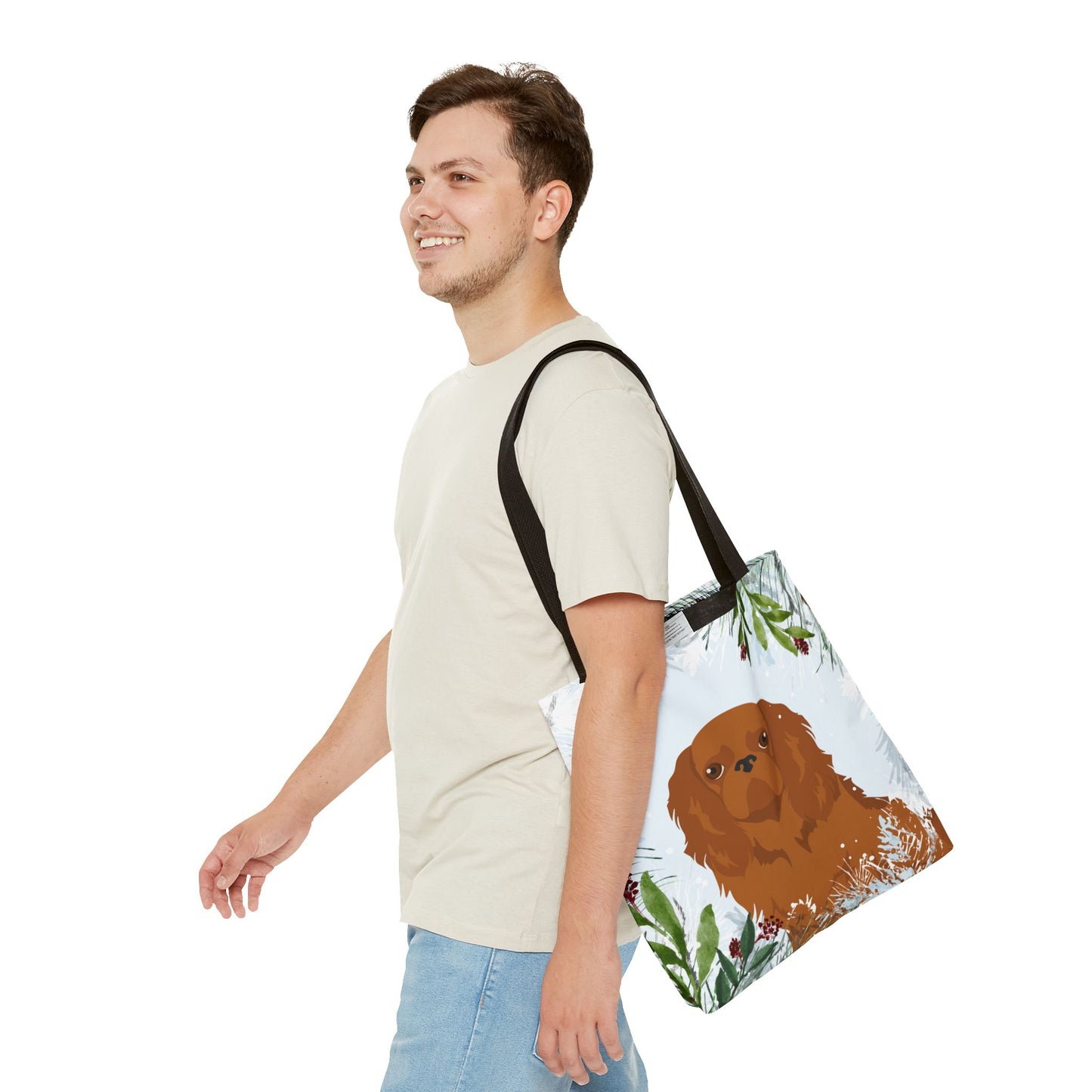 English Toy Spaniel Dog Christmas Holiday Tote Bag 16x16