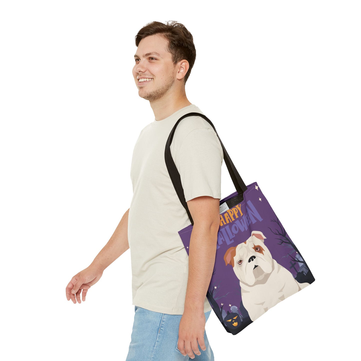 Bulldog Dog Happy Halloween Tote Bag 16x16