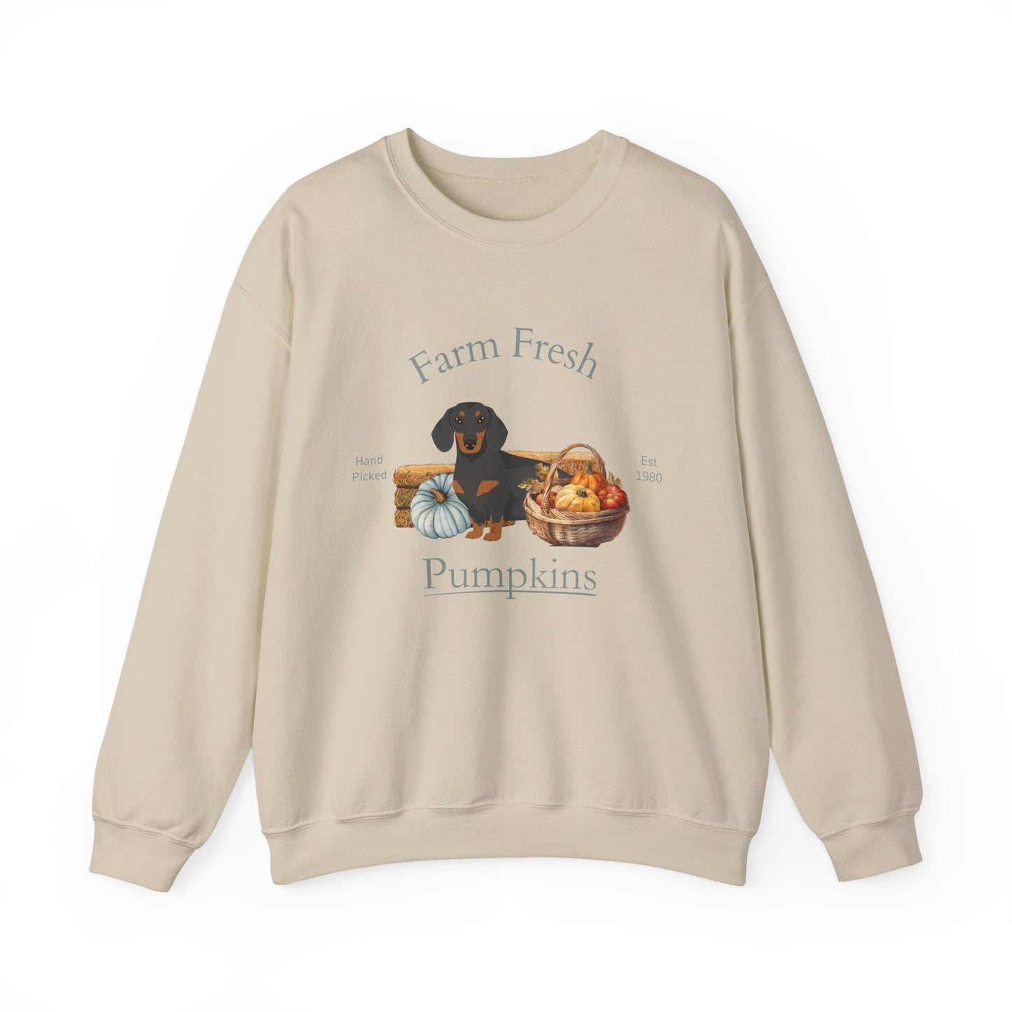 Dachshund Dog Fall Farm Fresh Unisex Heavy Blend Crewneck Sweatshirt