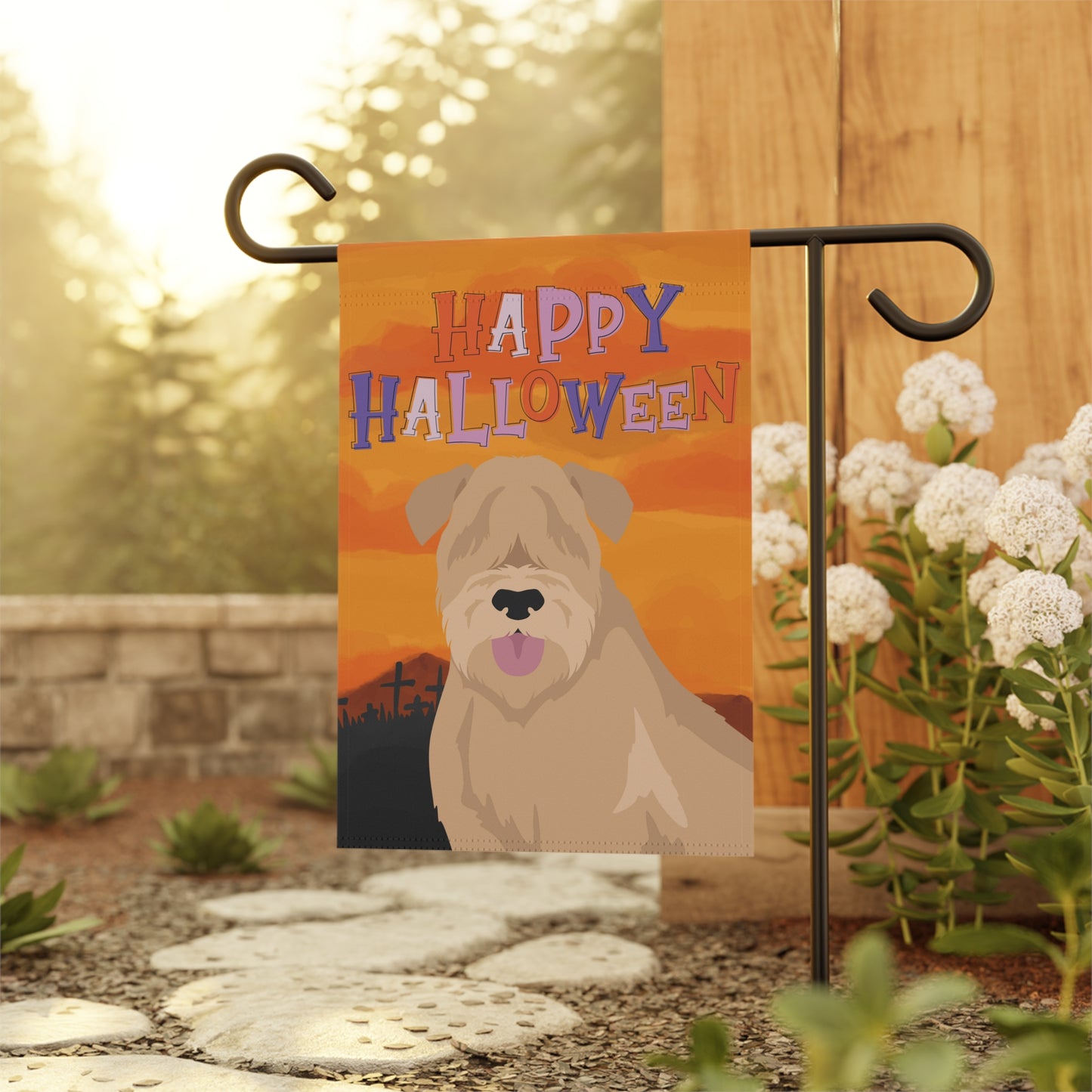 Soft Coated Wheaten Terrier Dog Halloween Garden Flag