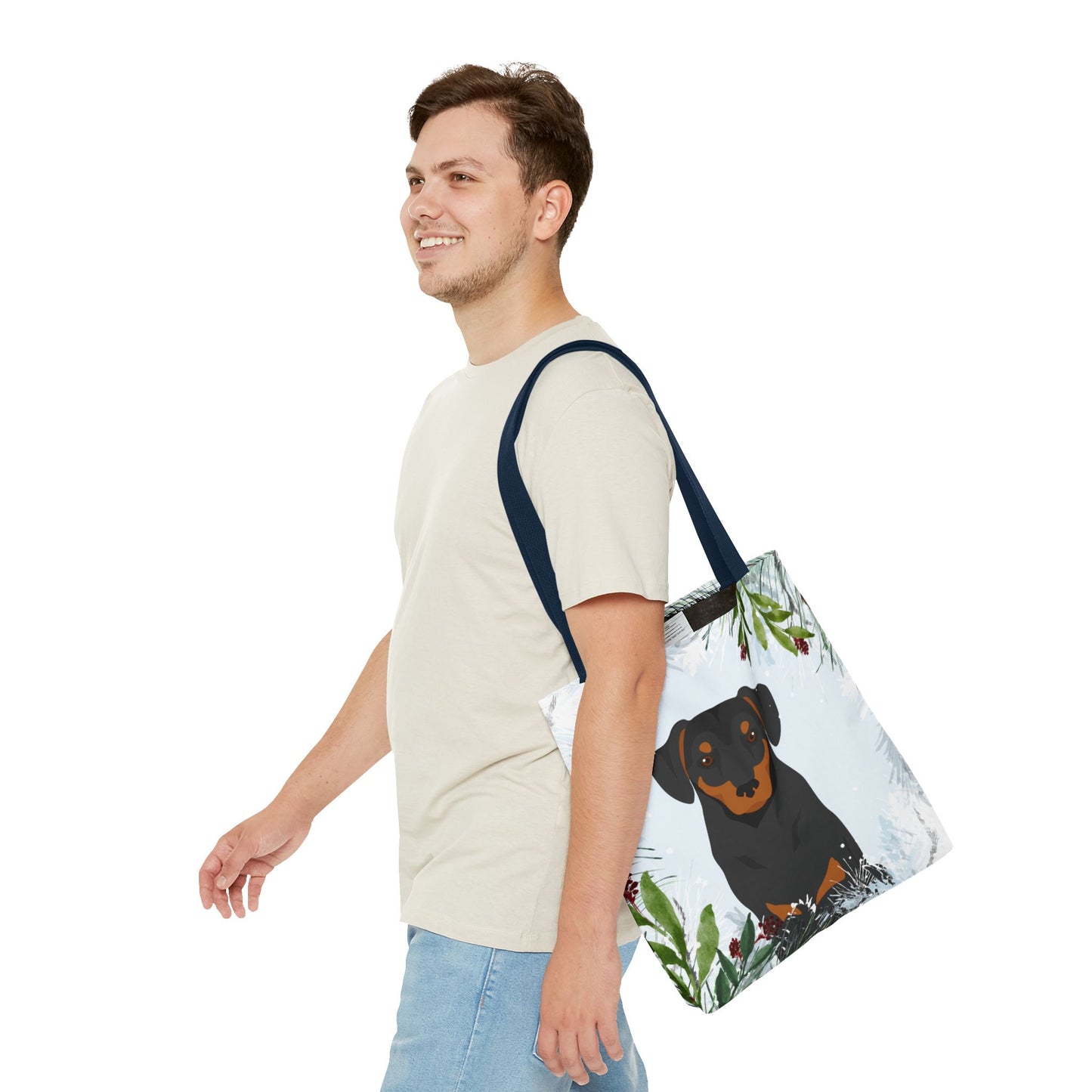 Austrian Pinscher Dog Christmas Holiday Tote Bag 16x16