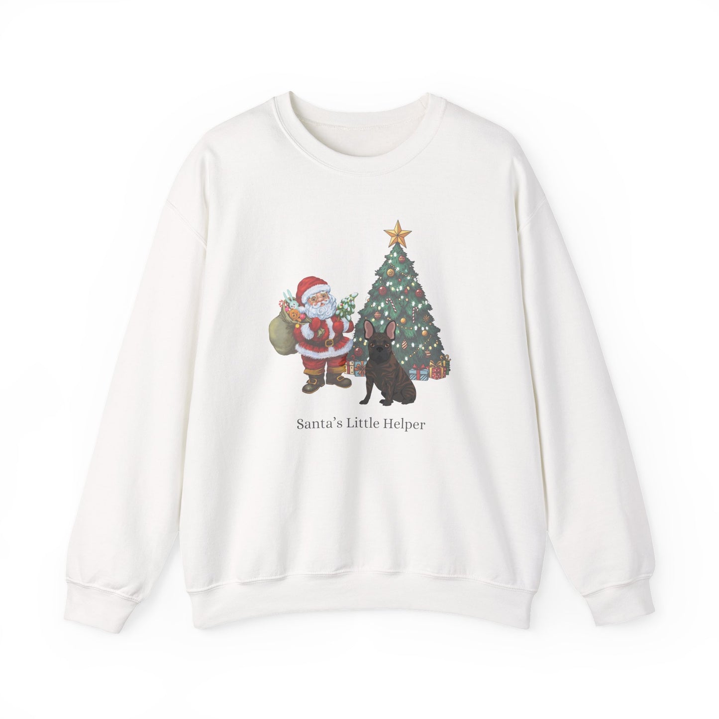 French Bulldog Dog Santa's Little Helper Unisex Heavy Blend Crewneck Sweatshirt