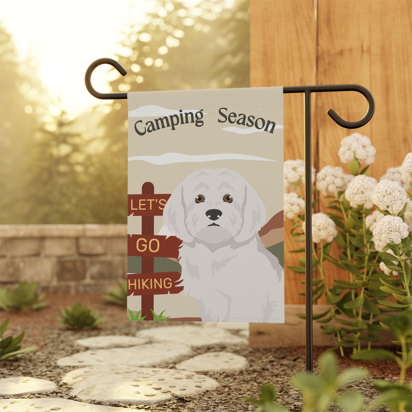 Maltese Dog Camping Garden Flag