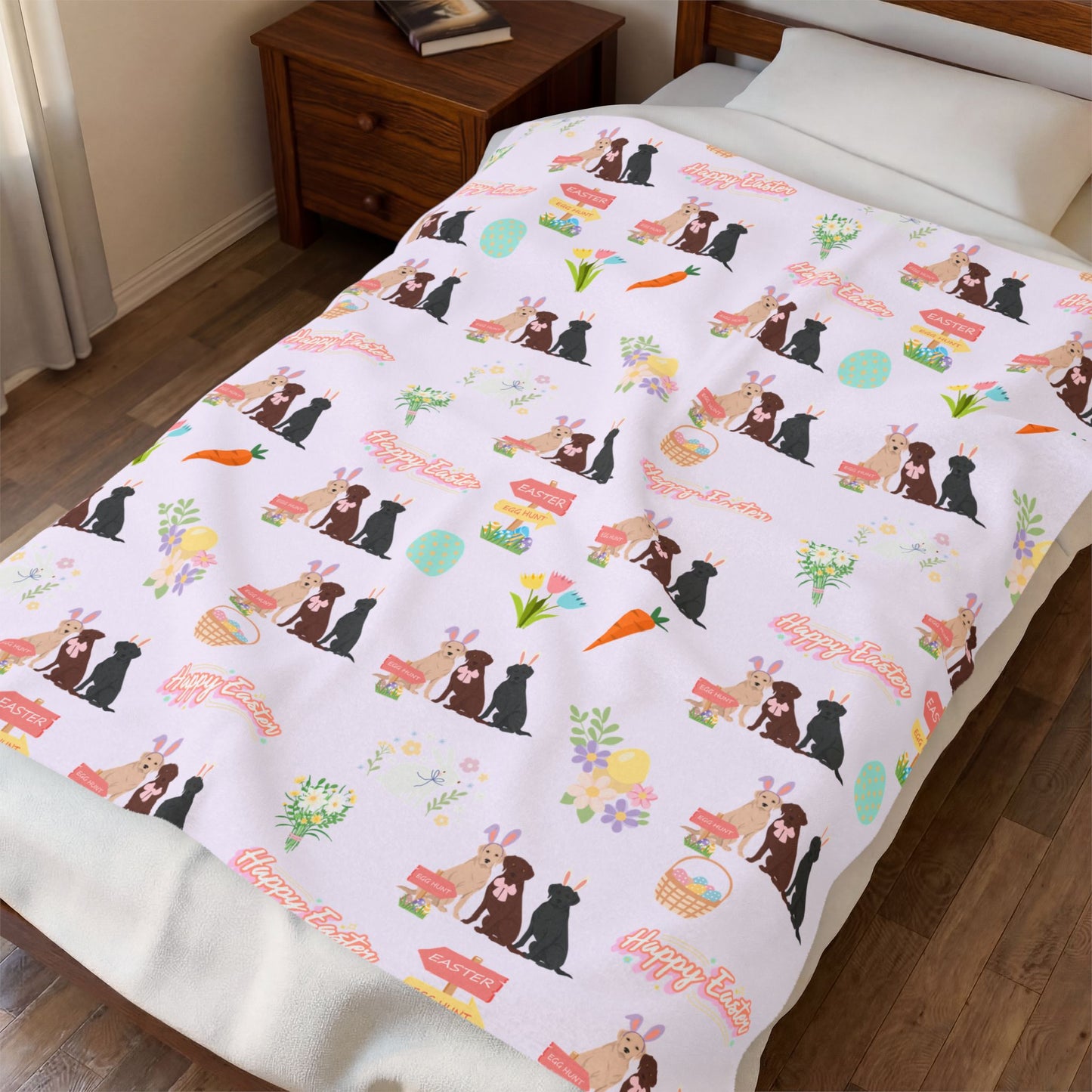 Labrador Retriever Dog Easter Velveteen Plush Blanket