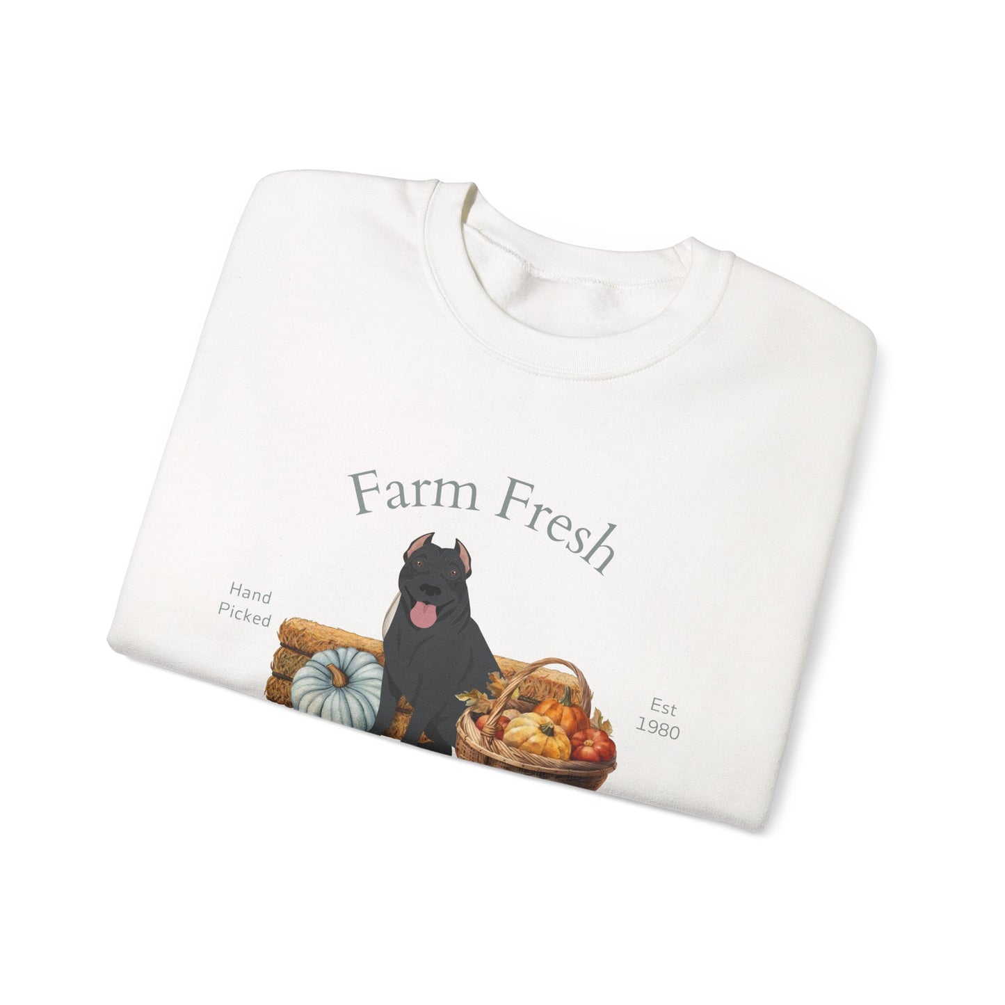Pit Bull Terrier Dog Fall Farm Fresh Unisex Heavy Blend Crewneck Sweatshirt