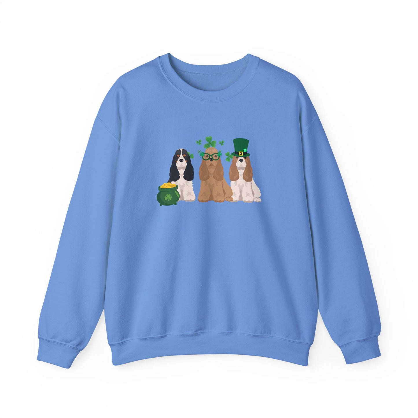 Cocker Spaniel Dog St Patricks Day Unisex Heavy Blend Crewneck Sweatshirt, St Pattys day, Cute Dog Mom Gift