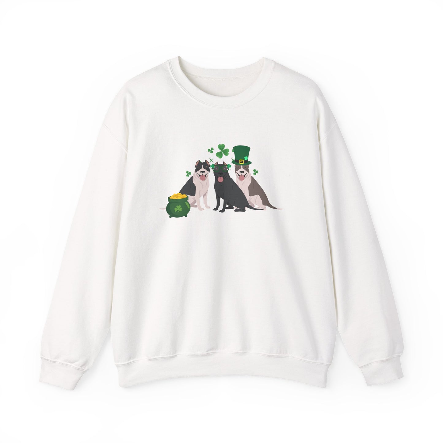 Pit Bull Terrier Dog St Patricks Day Unisex Heavy Blend Crewneck Sweatshirt, St Pattys day, Cute Dog Mom Gift