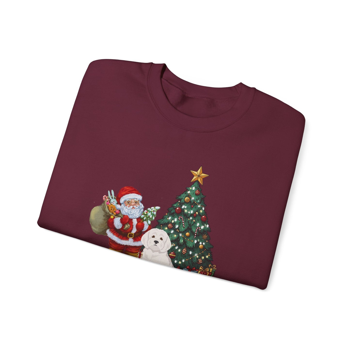 Maltese Dog Santa's Little Helper Unisex Heavy Blend Crewneck Sweatshirt
