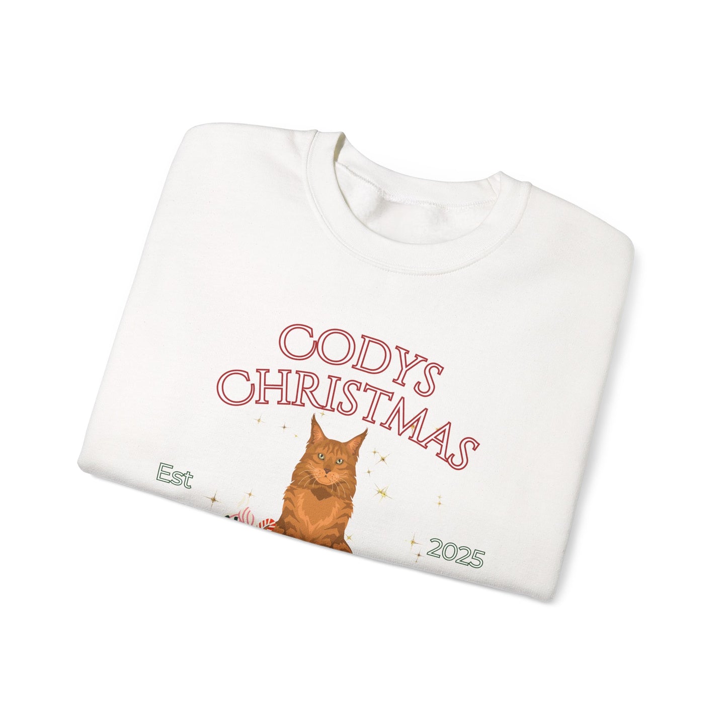 Maine Coon Cat Christmas Social Club Unisex Heavy Blend Crewneck Sweatshirt Custom Name