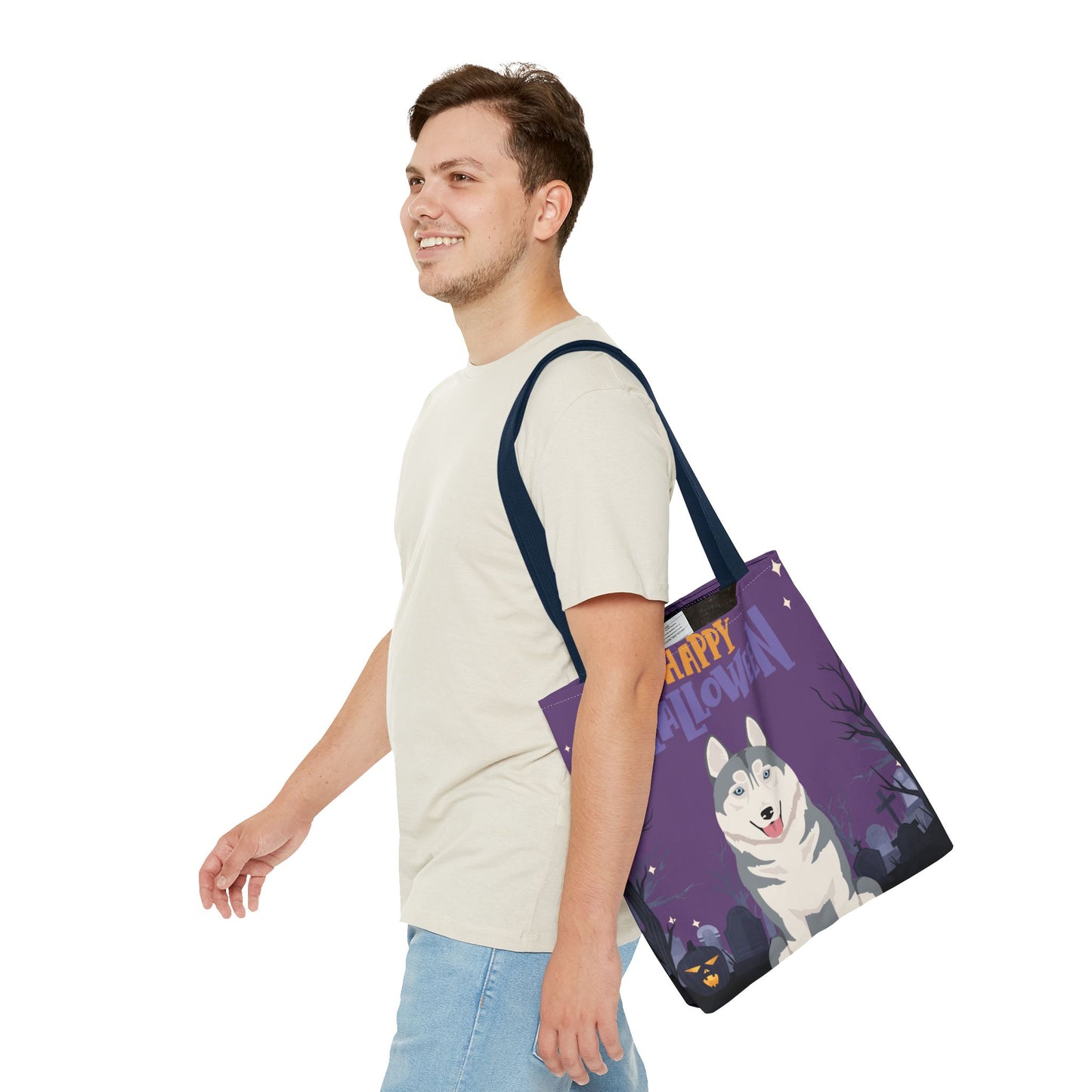 Siberian Husky Dog Happy Halloween Tote Bag 16x16