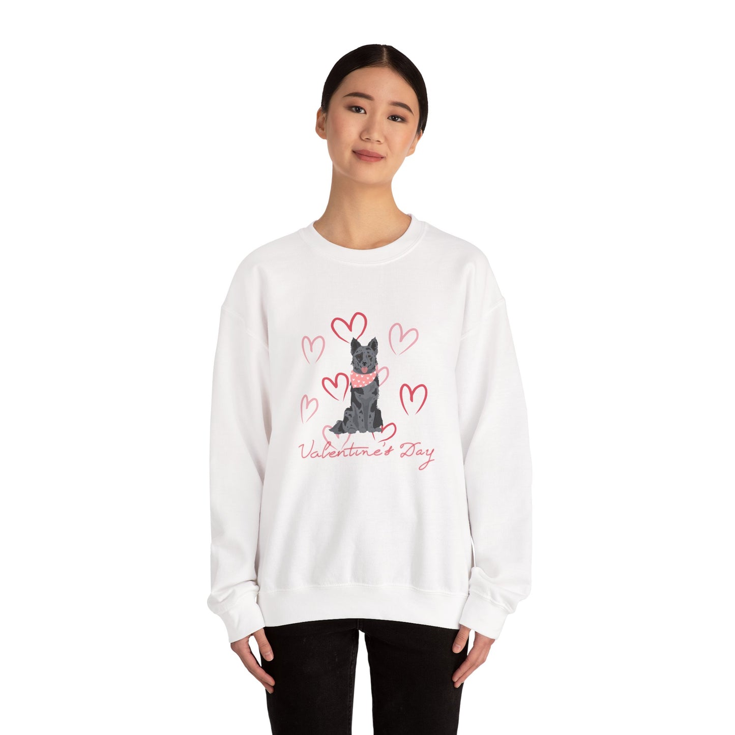 Mudi Dog Valentines Day Unisex Heavy Blend Crewneck Sweatshirt