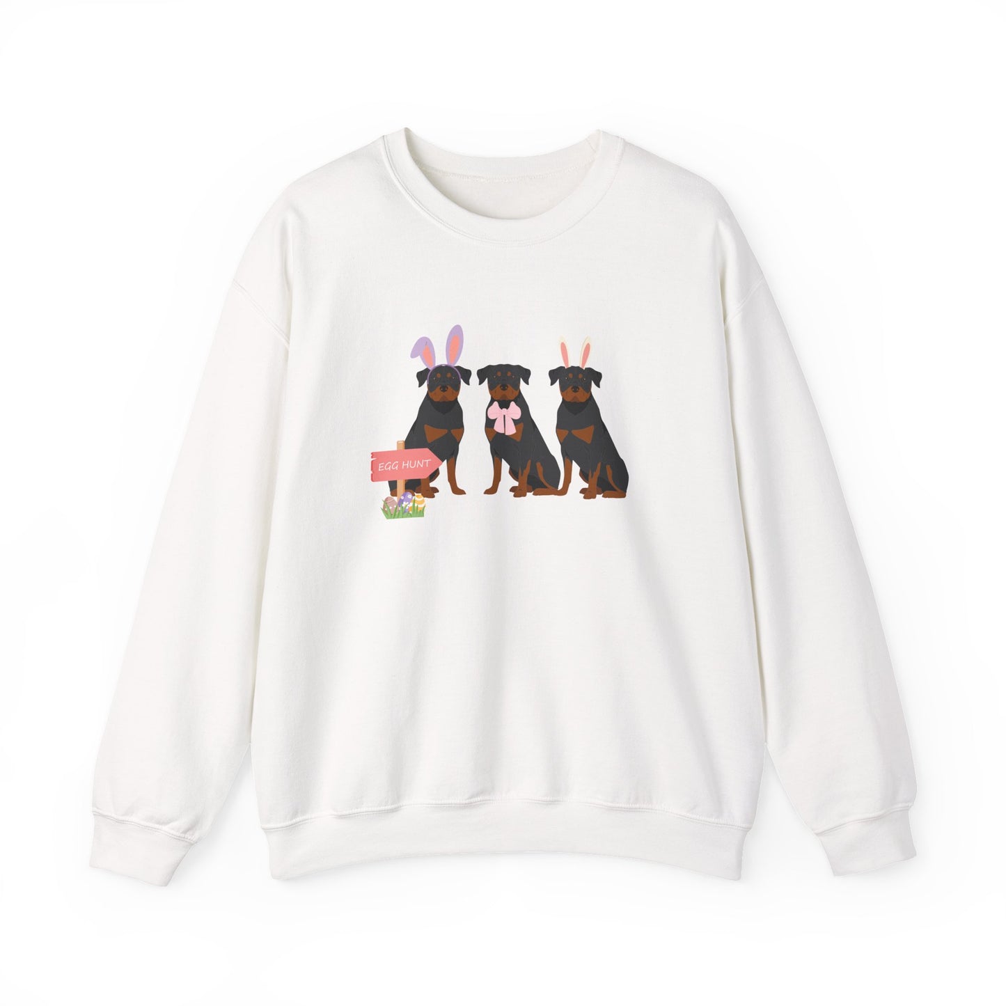 Rottweiler Dog Easter Unisex Heavy Blend Crewneck Sweatshirt, easter, Cute Dog Mom Gift