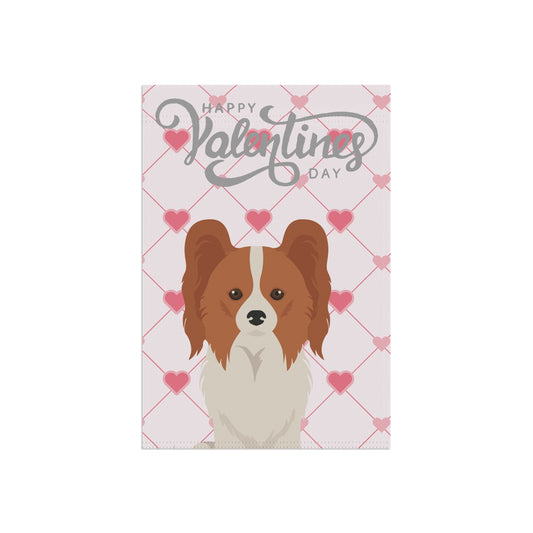Papillon Dog Valentines Day Garden Flag