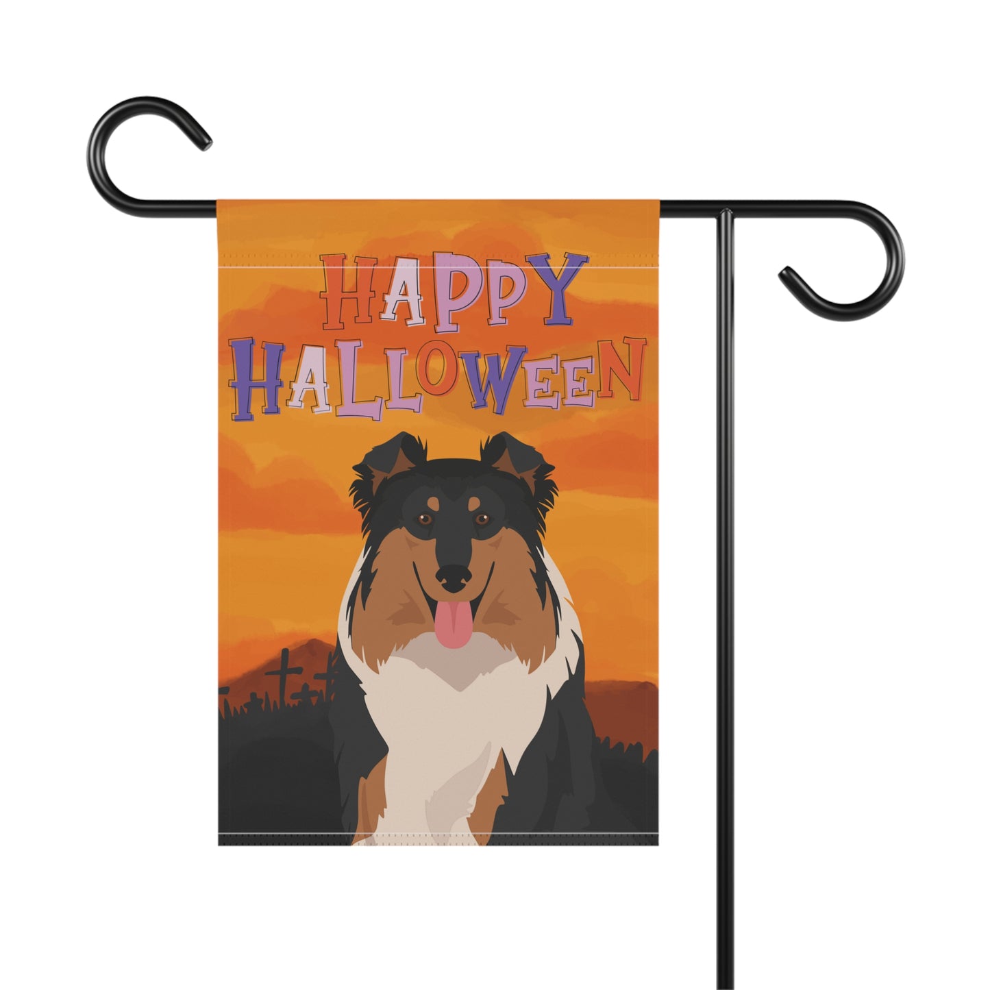 Collie Dog Halloween Garden Flag