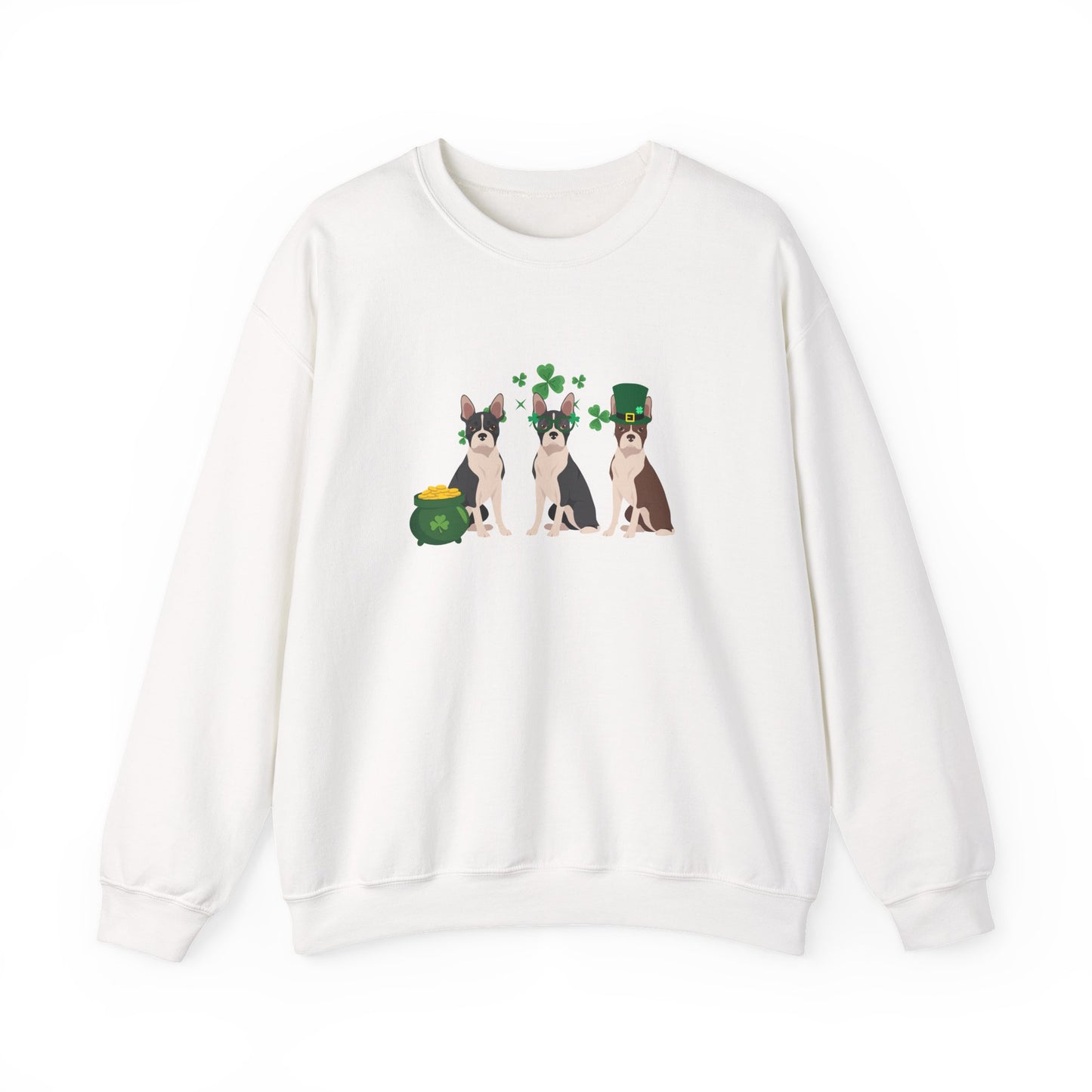 Boston Terrier Dog St Patricks Day Unisex Heavy Blend Crewneck Sweatshirt, St Pattys day, Cute Dog Mom Gift