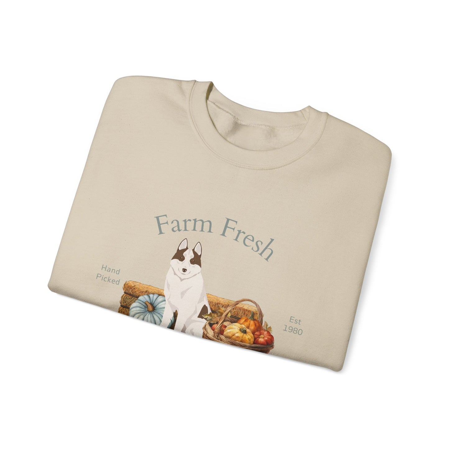 Siberian Husky Dog Fall Farm Fresh Unisex Heavy Blend Crewneck Sweatshirt