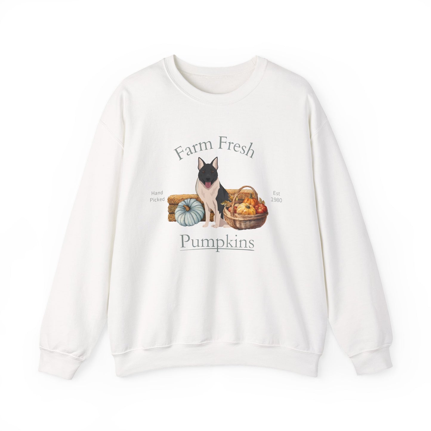 Russo European Laika Dog Fall Farm Fresh Unisex Heavy Blend Crewneck Sweatshirt