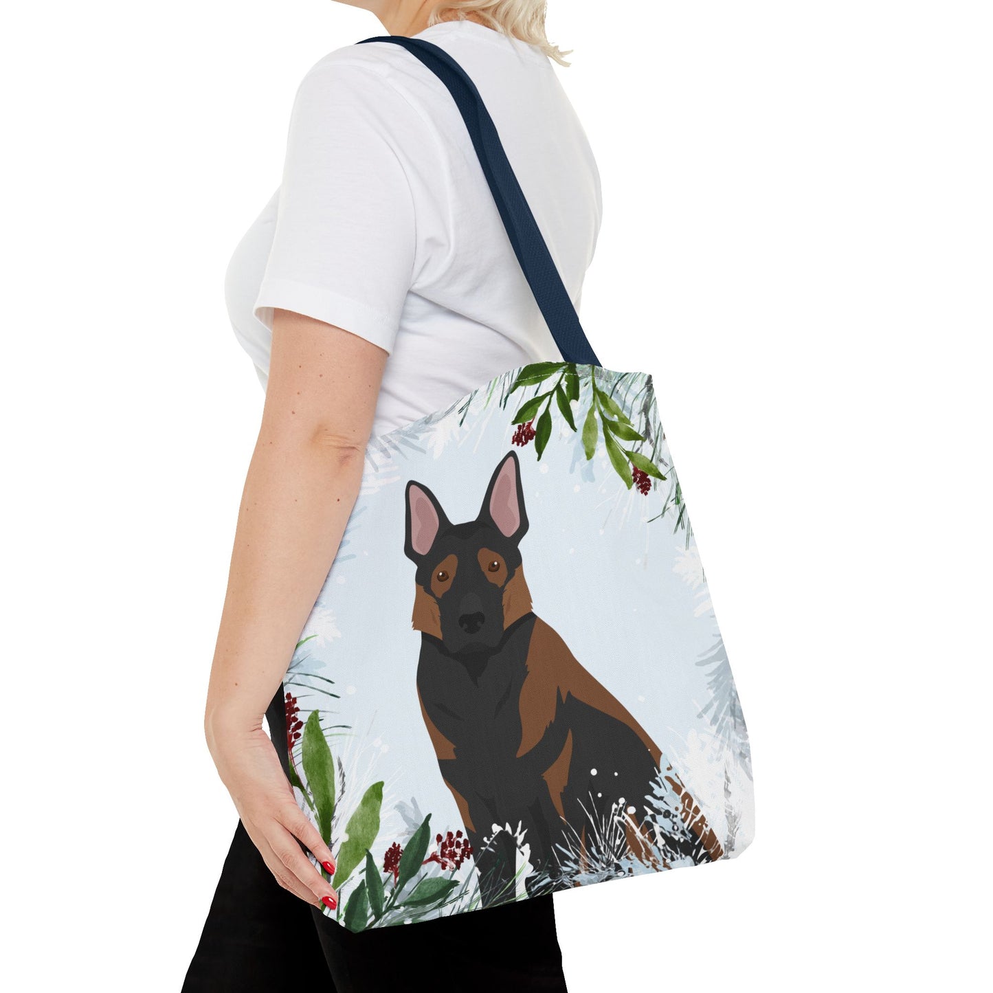 German Shepherd Dog Christmas Holiday Tote Bag 16x16