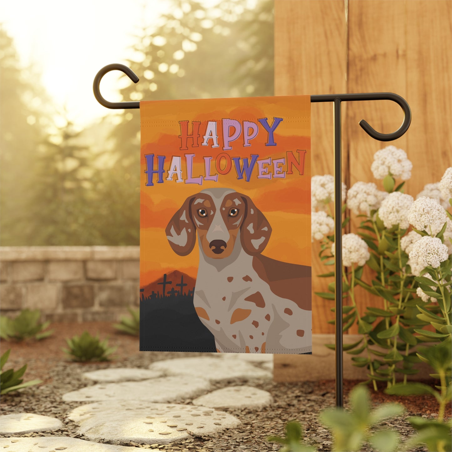 Dachshund Dog Halloween Garden Flag
