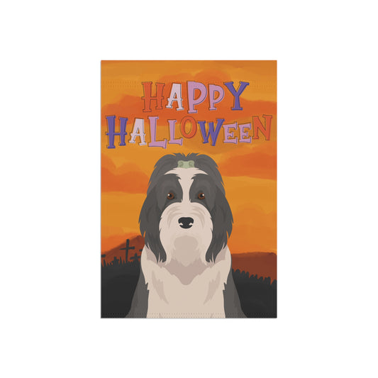 Bearded Collie Dog Halloween Garden Flag