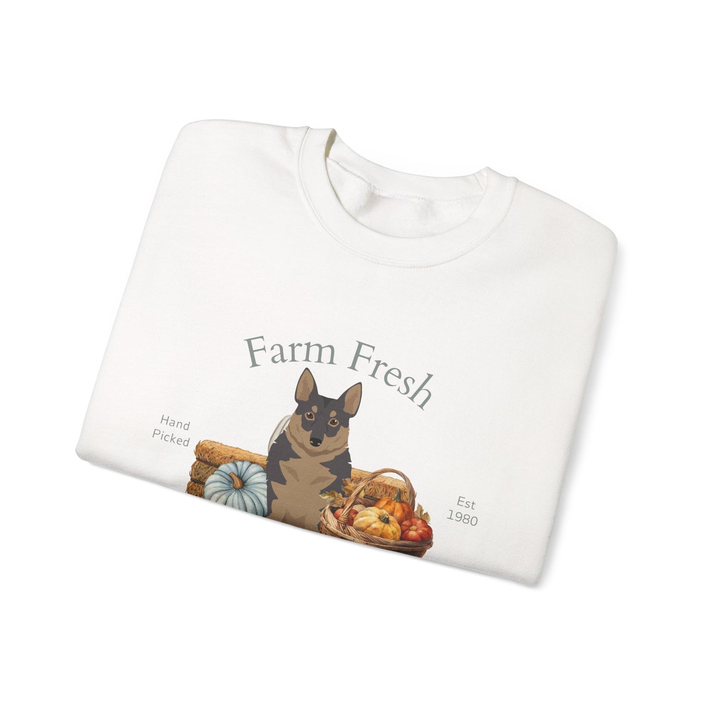 Swedish Vallhund Dog Fall Farm Fresh Unisex Heavy Blend Crewneck Sweatshirt