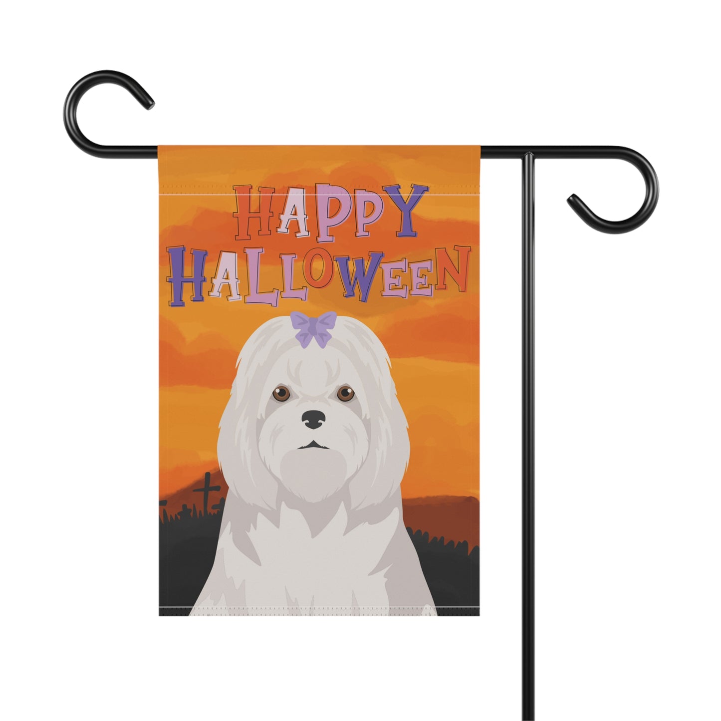 Maltese Dog Halloween Garden Flag