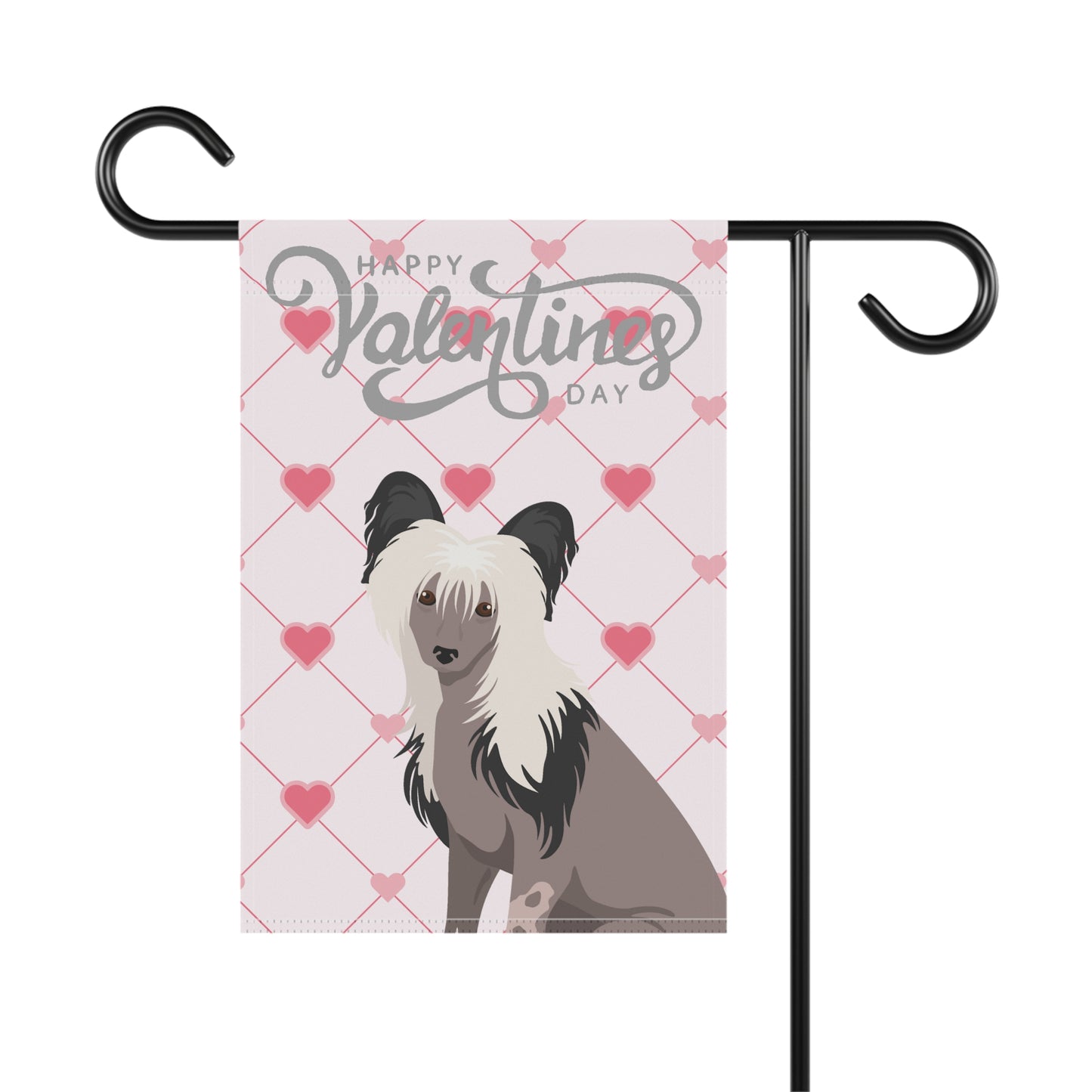 Chinese Crested Dog Valentines Day Garden Flag