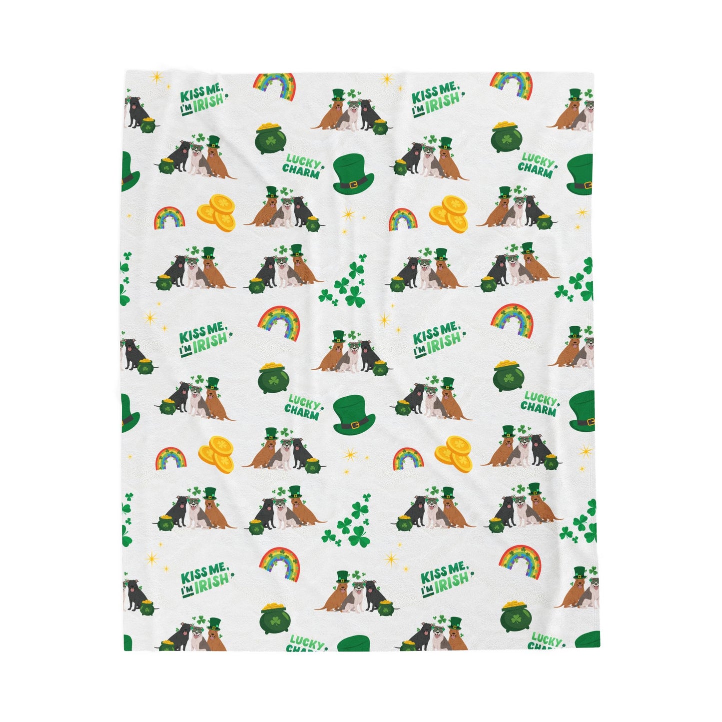 American Pit Bull Terrier Dog Dog St Patrick’s Day Velveteen Plush Blanket