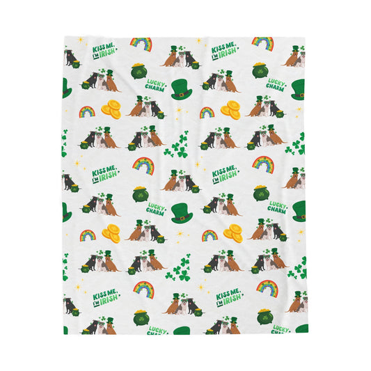 American Pit Bull Terrier Dog Dog St Patrick’s Day Velveteen Plush Blanket