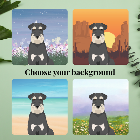 Schnauzer Dog set of 2 4x4 Coasters