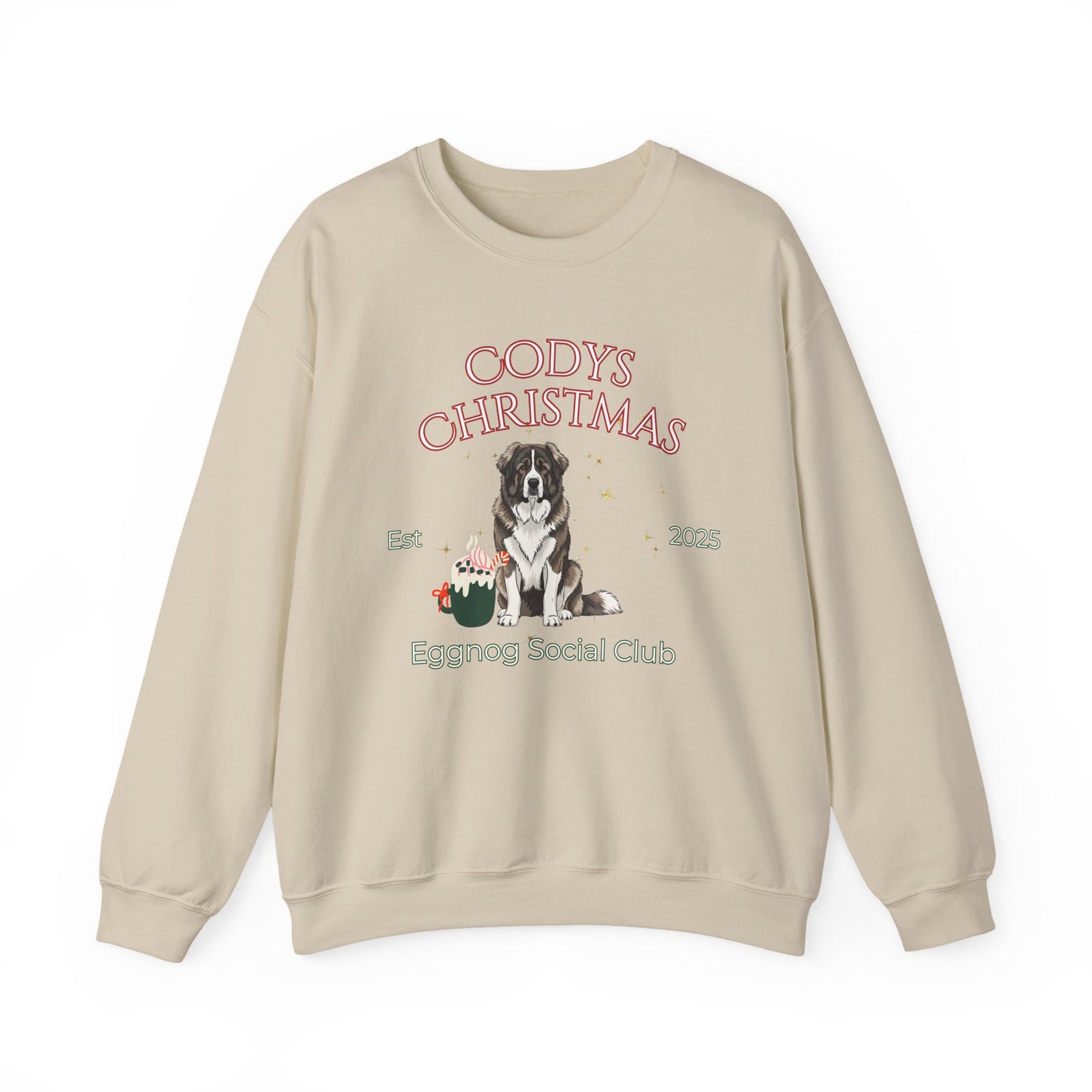 Caucasian Shepherd Dog Christmas Social Club Unisex Heavy Blend Crewneck Sweatshirt Custom Name