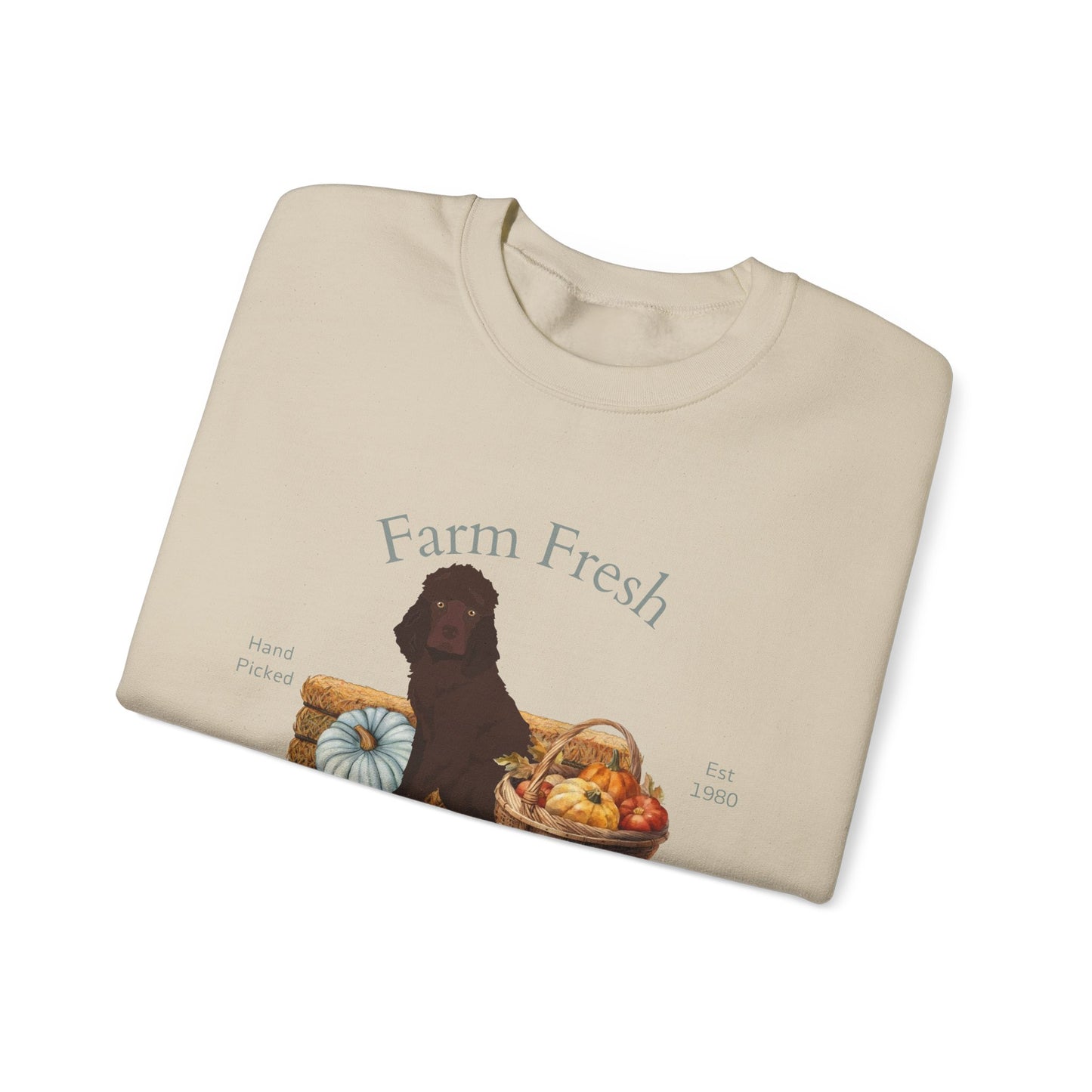 Irish Water Spaniel Dog Fall Farm Fresh Unisex Heavy Blend Crewneck Sweatshirt