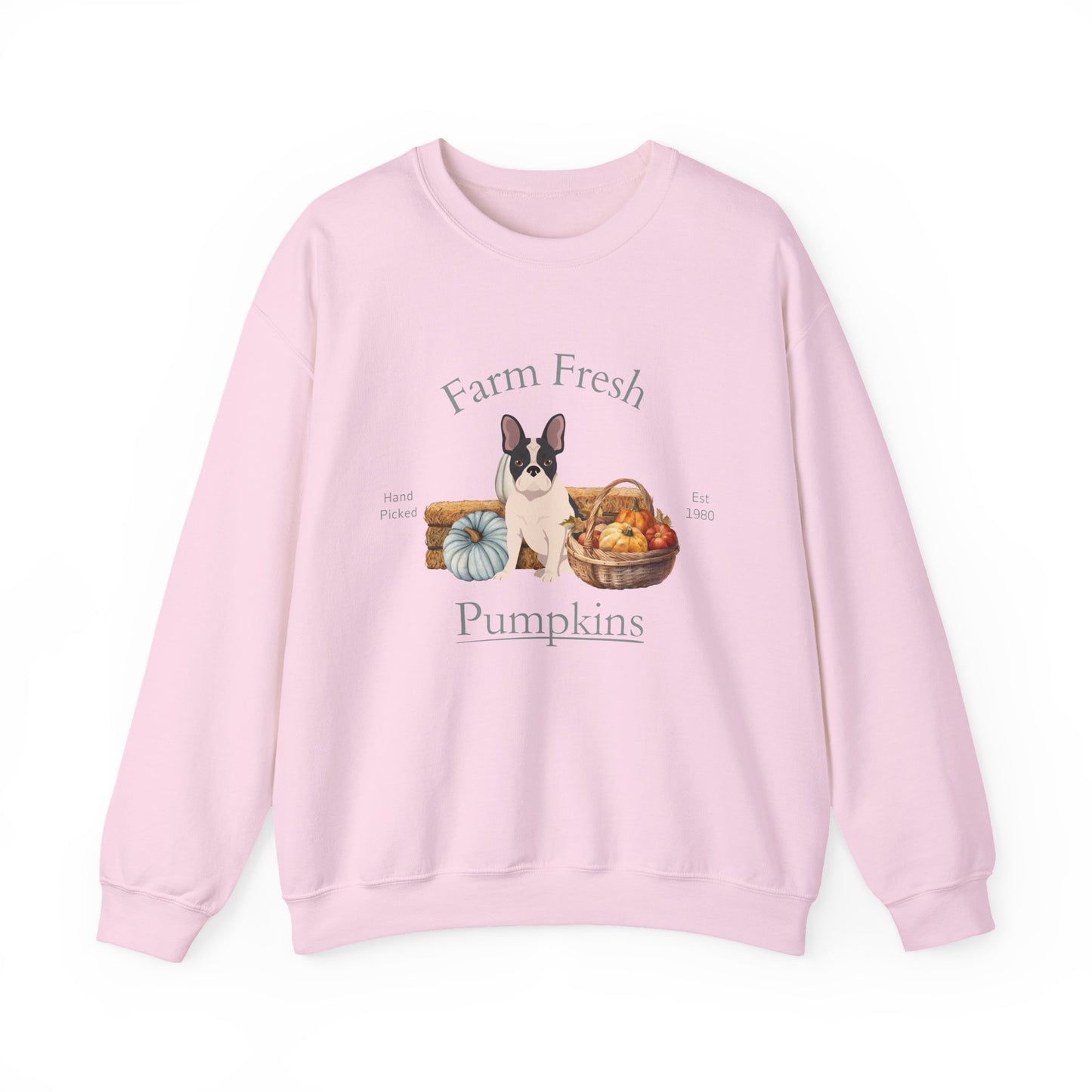 French Bulldog Dog Fall Farm Fresh Unisex Heavy Blend Crewneck Sweatshirt