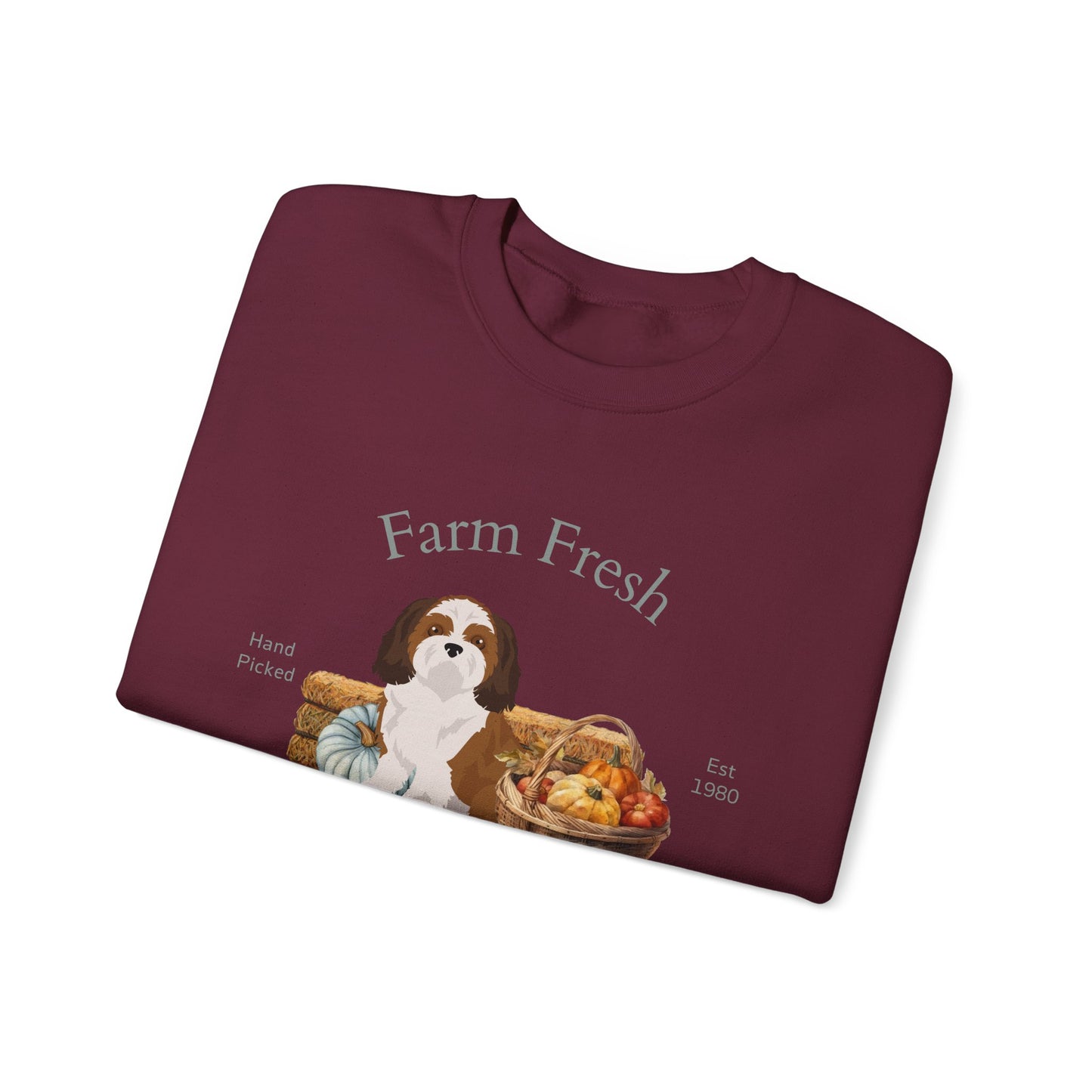 Shih Tzu Dog Fall Farm Fresh Unisex Heavy Blend Crewneck Sweatshirt