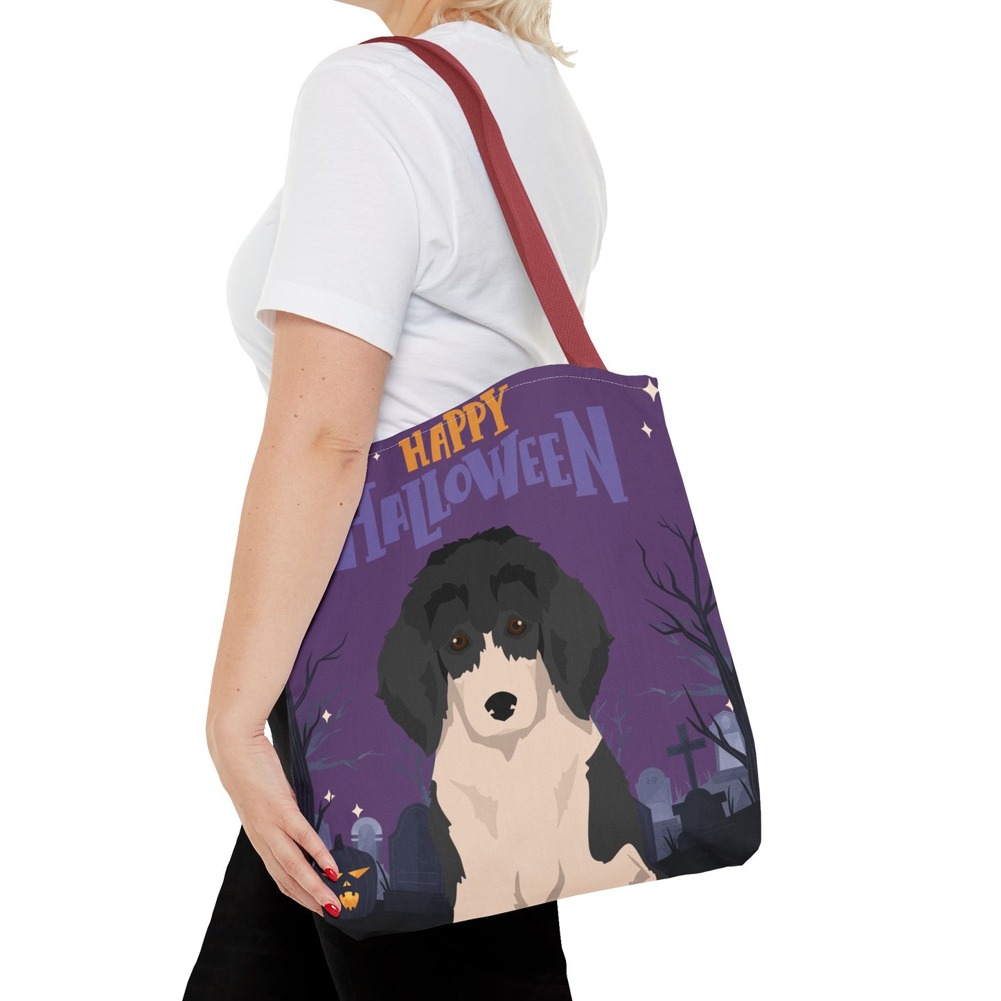Poodle Dog Happy Halloween Tote Bag 16x16
