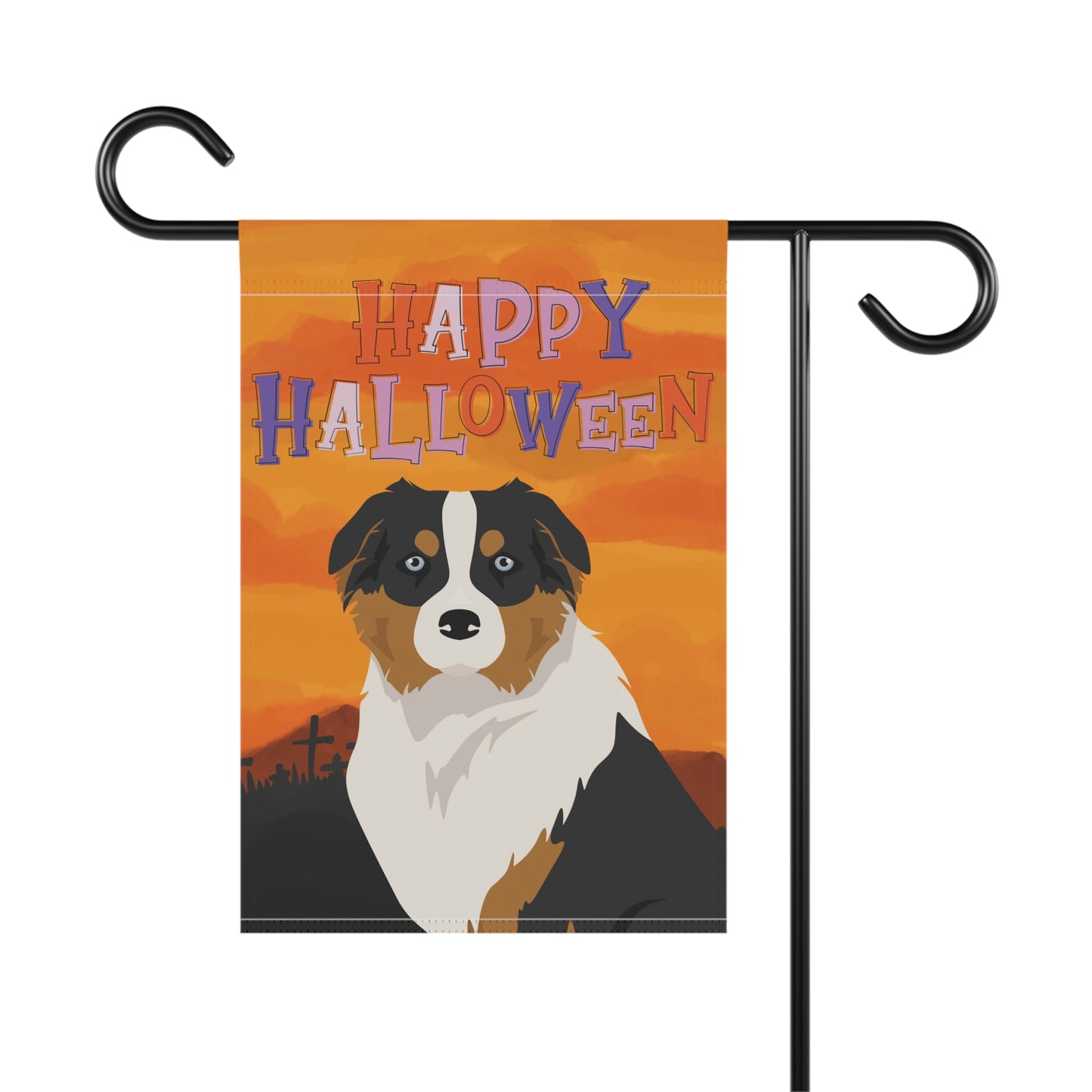 Australian Shepherd Dog Halloween Garden Flag