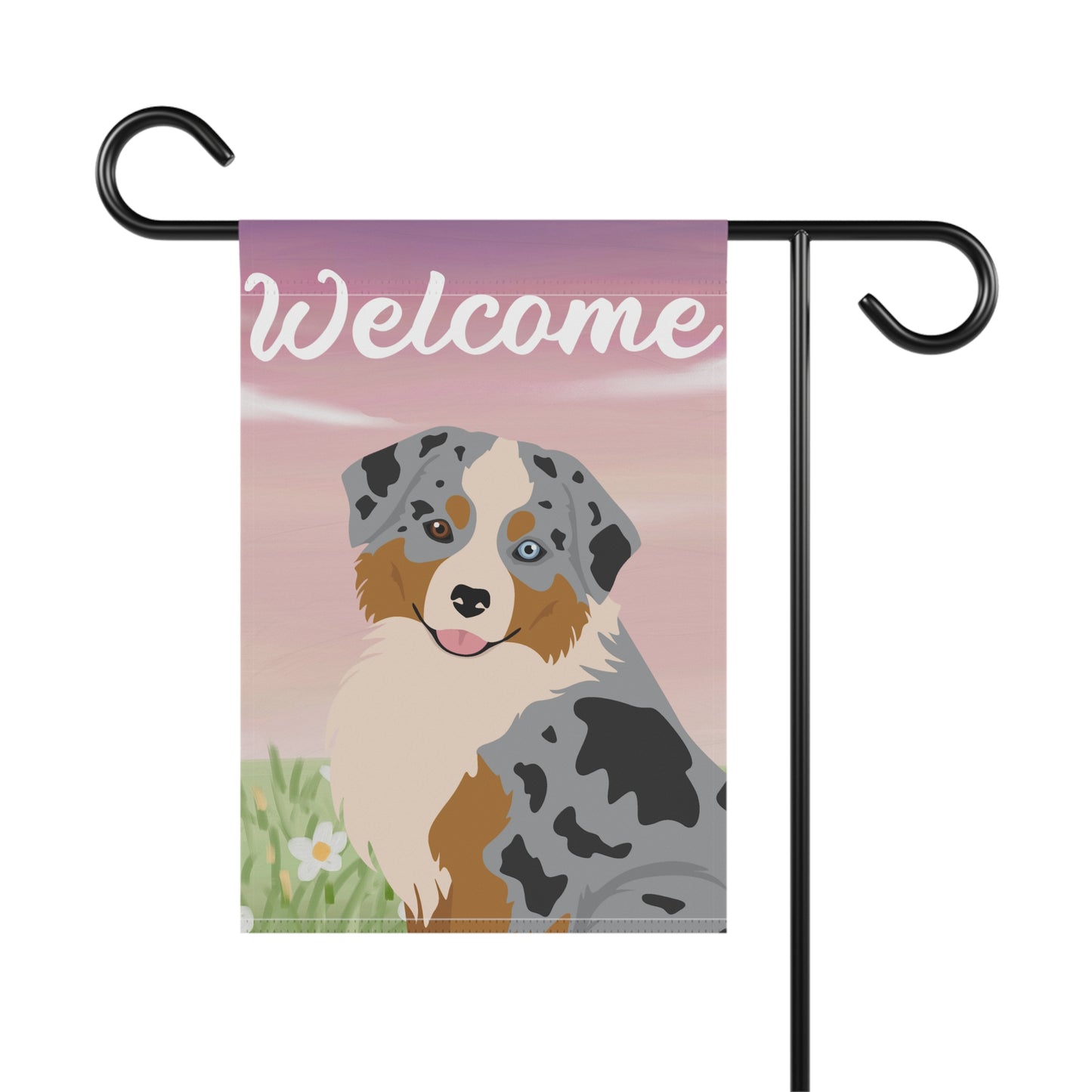 Miniature American Shepherd Dog Welcome Garden Flag