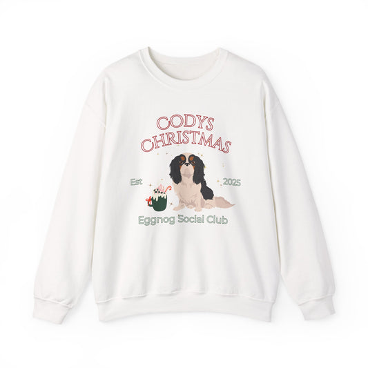 English Toy Spaniel Dog Christmas Social Club Unisex Heavy Blend Crewneck Sweatshirt Custom Name
