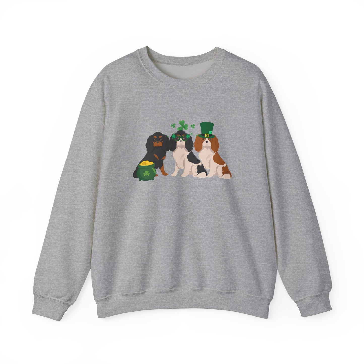Cavalier King Charles Spaniel Dog St Patricks Day Unisex Heavy Blend Crewneck Sweatshirt, St Pattys day, Cute Dog Mom Gift