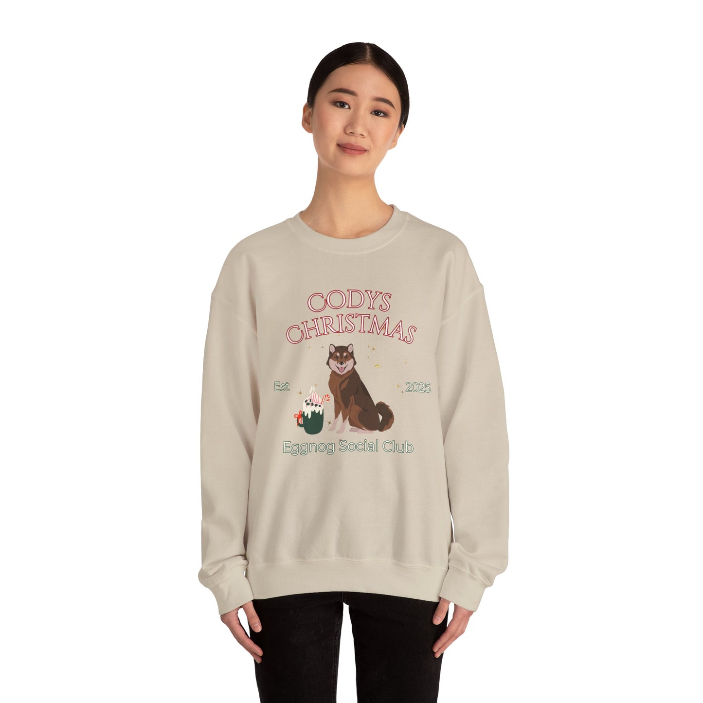 Hokkaido Dog Christmas Social Club Unisex Heavy Blend Crewneck Sweatshirt Custom Name