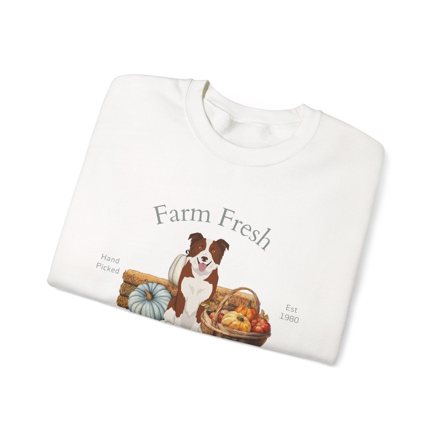 Border Collie Dog Fall Farm Fresh Unisex Heavy Blend Crewneck Sweatshirt