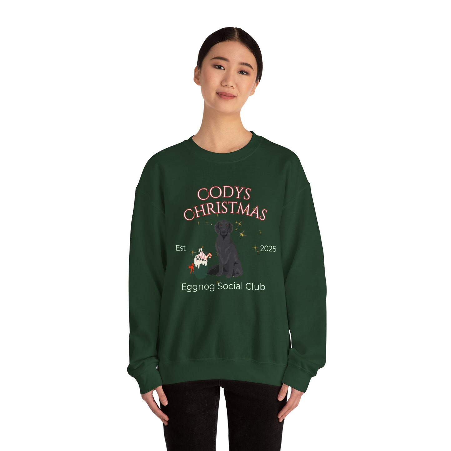 Flat Coated Retriever Dog Christmas Social Club Unisex Heavy Blend Crewneck Sweatshirt Custom Name