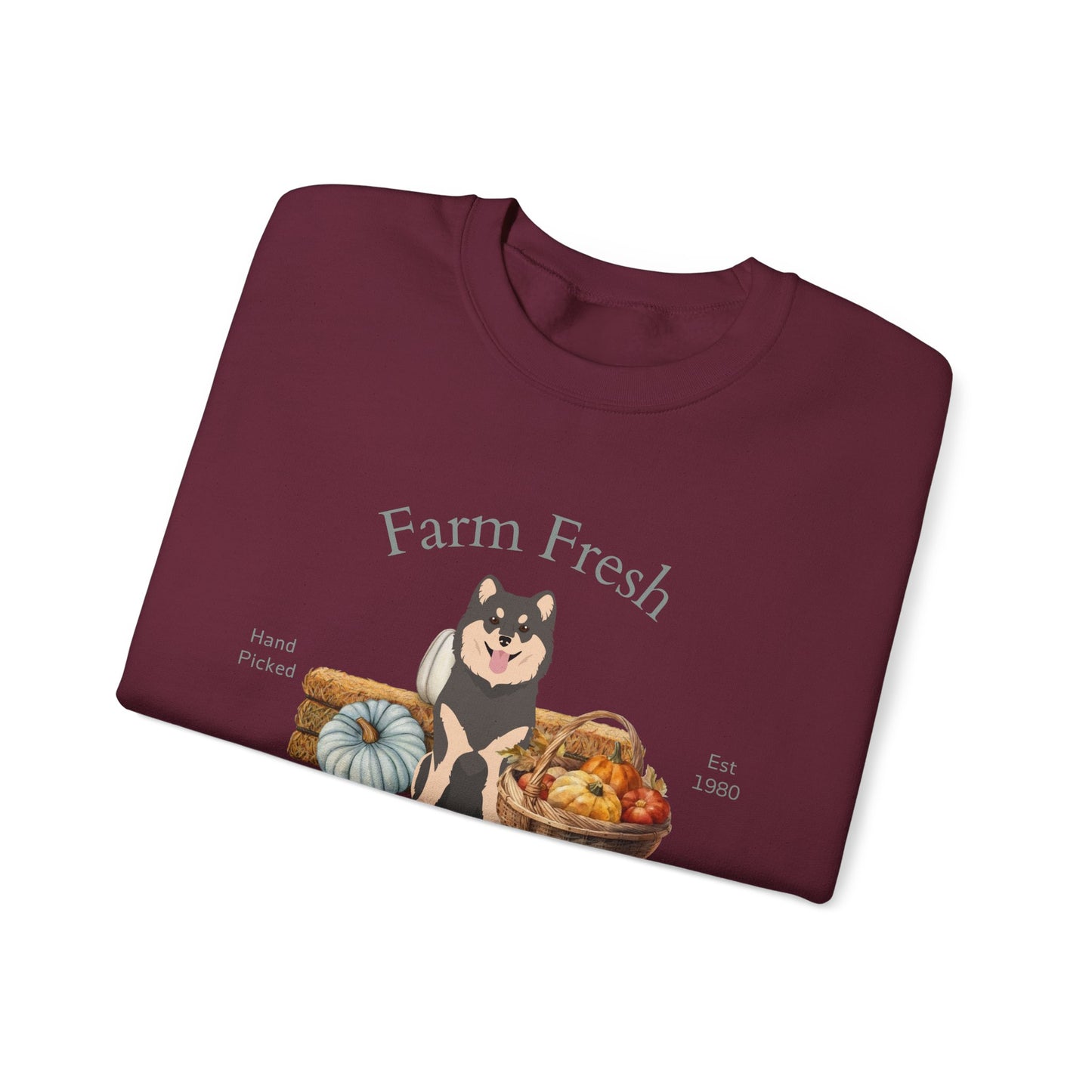 Finnish Lapphund Dog Fall Farm Fresh Unisex Heavy Blend Crewneck Sweatshirt