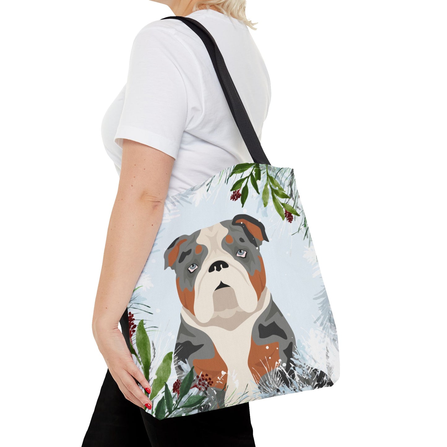 Bulldog Dog Christmas Holiday Tote Bag 16x16