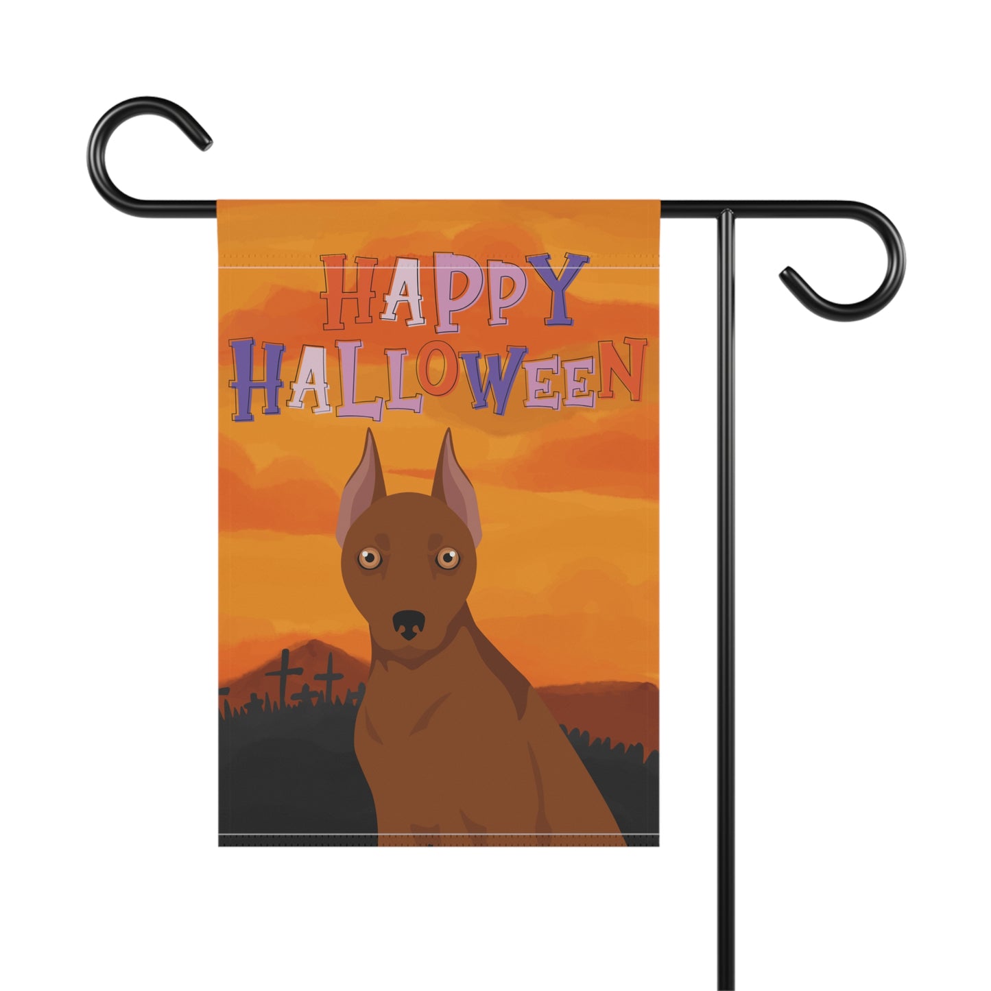 Miniature Pinscher Dog Halloween Garden Flag