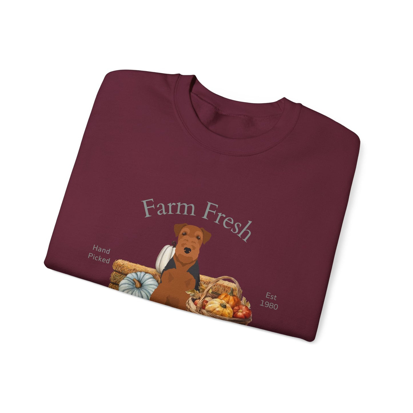 Welsh Terrier Dog Fall Farm Fresh Unisex Heavy Blend Crewneck Sweatshirt