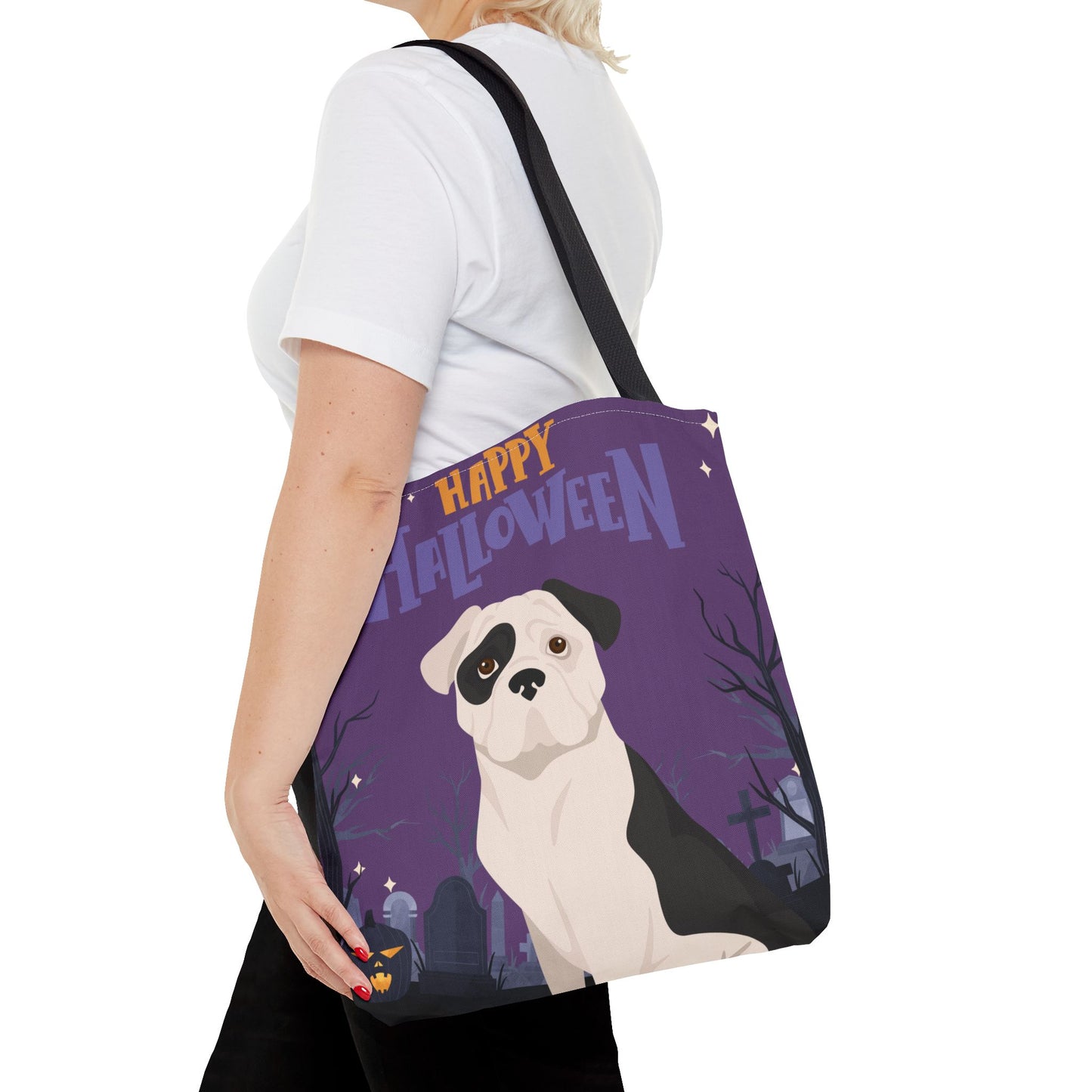 American Bulldog Dog Happy Halloween Tote Bag 16x16
